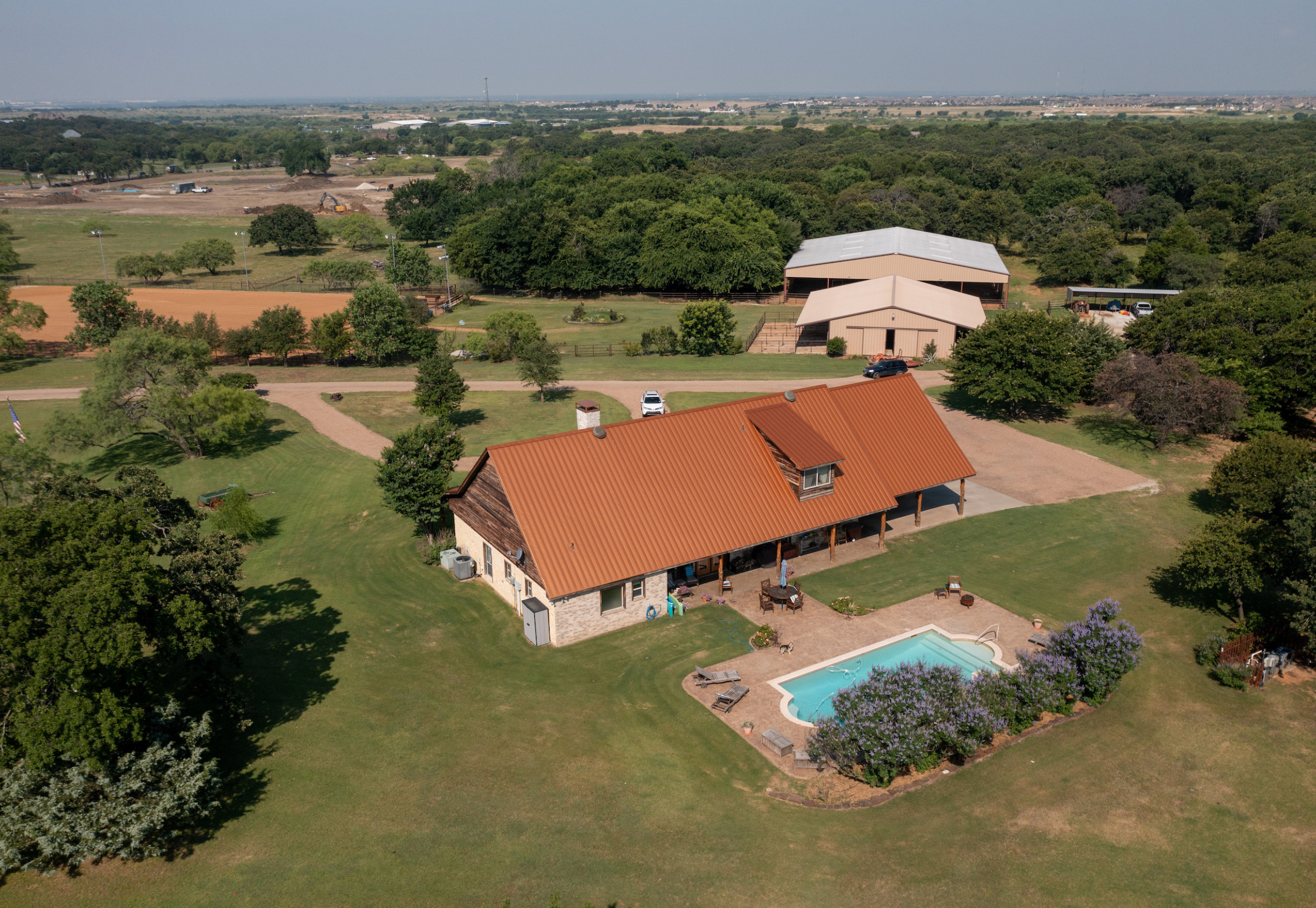 aerial view of home and farm